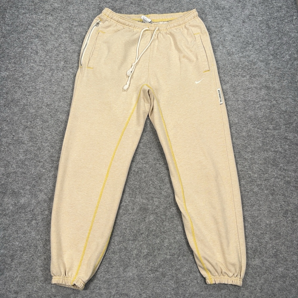 Nike Pants Mens M Beige Standard Issue DriFIT Sweatpants Joggers Zip Pocket